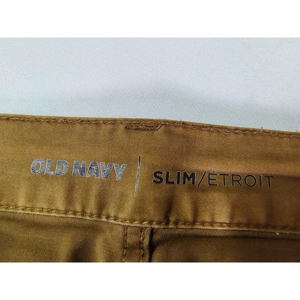 Old Navy Slim Fit Chino Pants‎ Mens 32x30 Brown Tobacco Stretch Cotton 5 Pocket